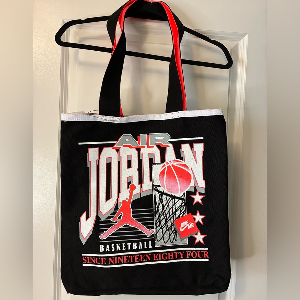 New Jordan Brand Jam 84 Tote bag in black and infrared